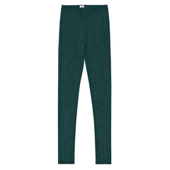 Dark Green Modern Squares Youth Leggings