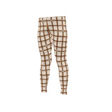 Milk Chocolate Modern Plaid Kids Legging Pajama Bottoms