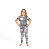 Midnight Modern Plaid Kids Legging Pajama Bottoms