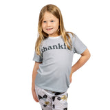 Thankful Sage Green & Spruce Blue Kids Poly Blend T-Shirt