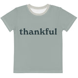 Thankful Sage Green & Spruce Blue Kids Poly Blend T-Shirt