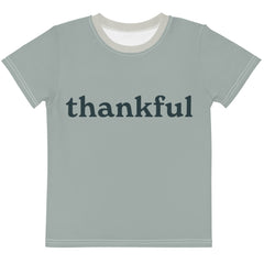 Thankful Sage Green & Spruce Blue Kids Poly Blend T-Shirt