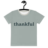 Thankful Sage Green & Spruce Blue Kids Poly Blend T-Shirt