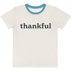 Thankful Midnight Black & Cream Kids Poly Blend T-Shirt