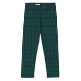 Dark Green Squares Kid's Leggings