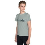 Thankful Sage Green & Spruce Blue Youth Poly Blend T-Shirt