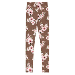 Dark Chocolate Cherry Blossom Youth Leggings
