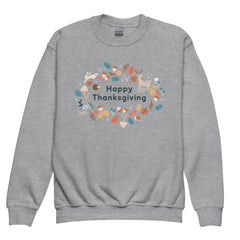 Happy Thanksgiving Woodland Youth Crewneck Sweatshirt