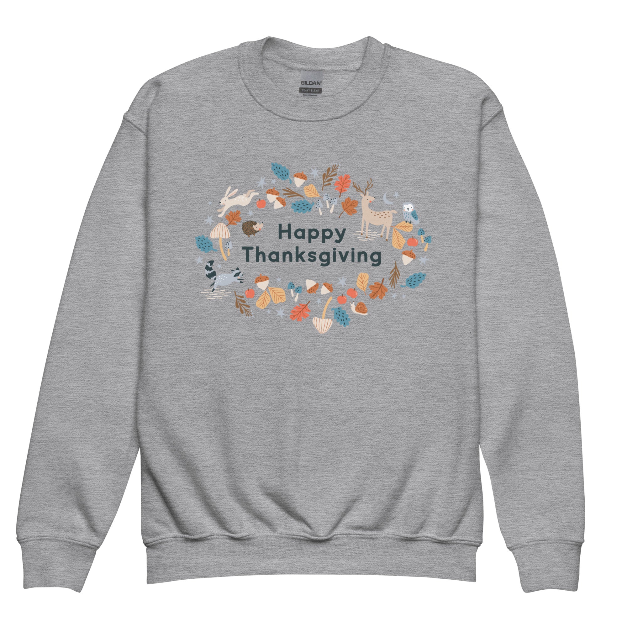 Happy Thanksgiving Woodland Youth Crewneck Sweatshirt