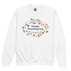 Woodland Friends Happy Thanksgiving Youth Crewneck Sweatshirt